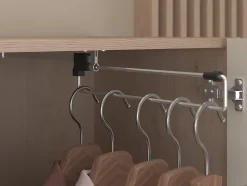 Vente-unique Lit pont 160 x 200 cm avec rangements - Avec LEDs - Coloris : Beige et naturel - DOMELITO Hot