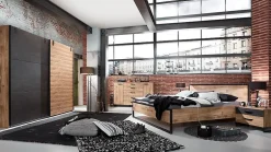 Wimex Lit PORTLAND style industriel 180 x 200 cm chêne poutre / métal Sale