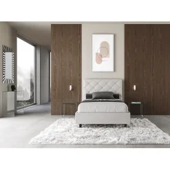 Ityhome Lit Priya en simili cuir blanc avec sommier tapissé 140x210 Sale