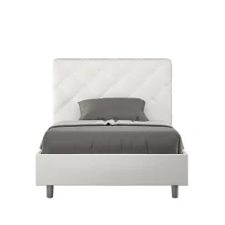 Ityhome Lit Priya en simili cuir blanc avec sommier tapissé 140x210 Sale