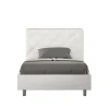 Ityhome Lit Priya en simili cuir blanc avec sommier tapissé 140x190