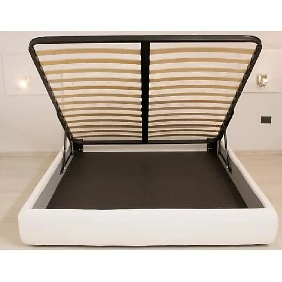 Ityhome Lit Priya en simili cuir blanc avec sommier tapissé 160x200 Hot