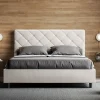 Ityhome Lit Priya en simili cuir blanc avec sommier tapissé 160x210