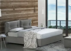 Talamo Italia Lit queen size Dabbadi, Lit coffre avec revêtement en tissu, Ouverture frontale, avec matelas 120x190 cm inclus, Gris