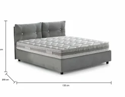 Talamo Italia Lit queen size Dabbadi, Lit coffre avec revêtement en tissu, Ouverture frontale, avec matelas 120x190 cm inclus, Gris