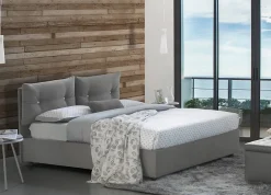 Talamo Italia Lit queen size Dabbadi, Lit coffre avec revêtement en tissu, Ouverture frontale, avec matelas 120x190 cm inclus, Gris