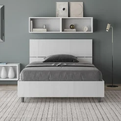 Ityhome Lit queen size sans sommier 120x190 tête de lit droite frêne blanc Demas