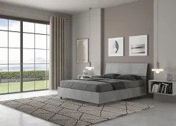 Ityhome Lit rangement béton Demas 140x200 avec tête de lit inclinée