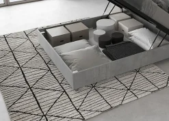 Ityhome Lit rangement béton Demas 140x200 avec tête de lit inclinée
