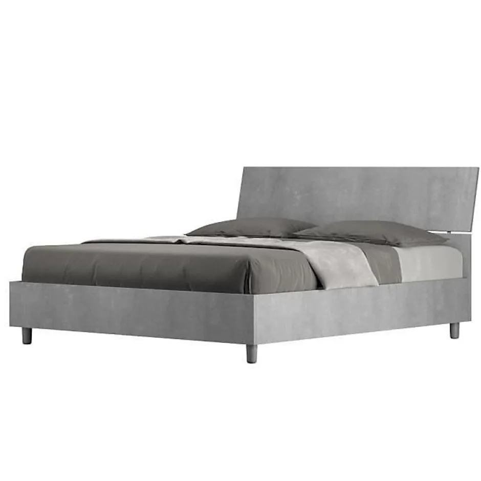 Ityhome Lit rangement béton Demas 160x190 avec tête de lit inclinée