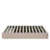 Generique Lit rembourré coffre 140x200 cm avec 2 tiroirs, lit adulte avec sommier à lattes, sans tête de lit, tissu en lin, beige