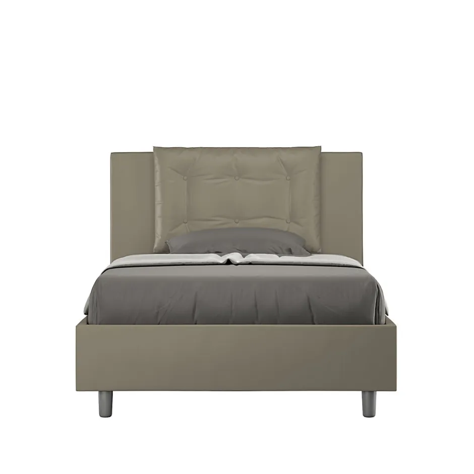 Ityhome Lit rembourré en simili cuir Annalisa cappuccino sans sommier 120x190