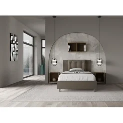 Ityhome Lit rembourré en simili cuir Annalisa cappuccino sans sommier 120x190