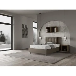 Ityhome Lit rembourré en simili cuir Annalisa cappuccino sans sommier 120x190