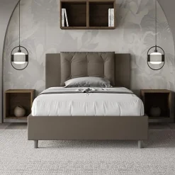 Ityhome Lit rembourré en simili cuir Annalisa cappuccino sans sommier 120x190