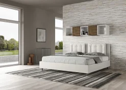 Ityhome Lit rembourré en simili cuir blanc Annalisa sans sommier 200x210