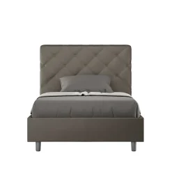 Ityhome Lit rembourré en simili cuir Priya cappuccino sans sommier 120x200 Discount