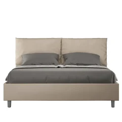 Ityhome Lit rembourré en simili cuir gris tourterelle Antea sans sommier 160x200