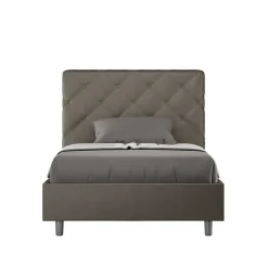 Ityhome Lit rembourré en simili cuir Priya cappuccino sans sommier 140x210