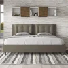 Ityhome Lit rembourré en simili cuir Annalisa cappuccino sans sommier 180x200