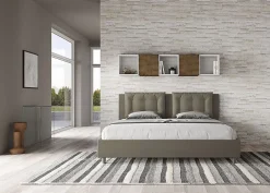 Ityhome Lit rembourré en simili cuir Annalisa cappuccino sans sommier 180x200