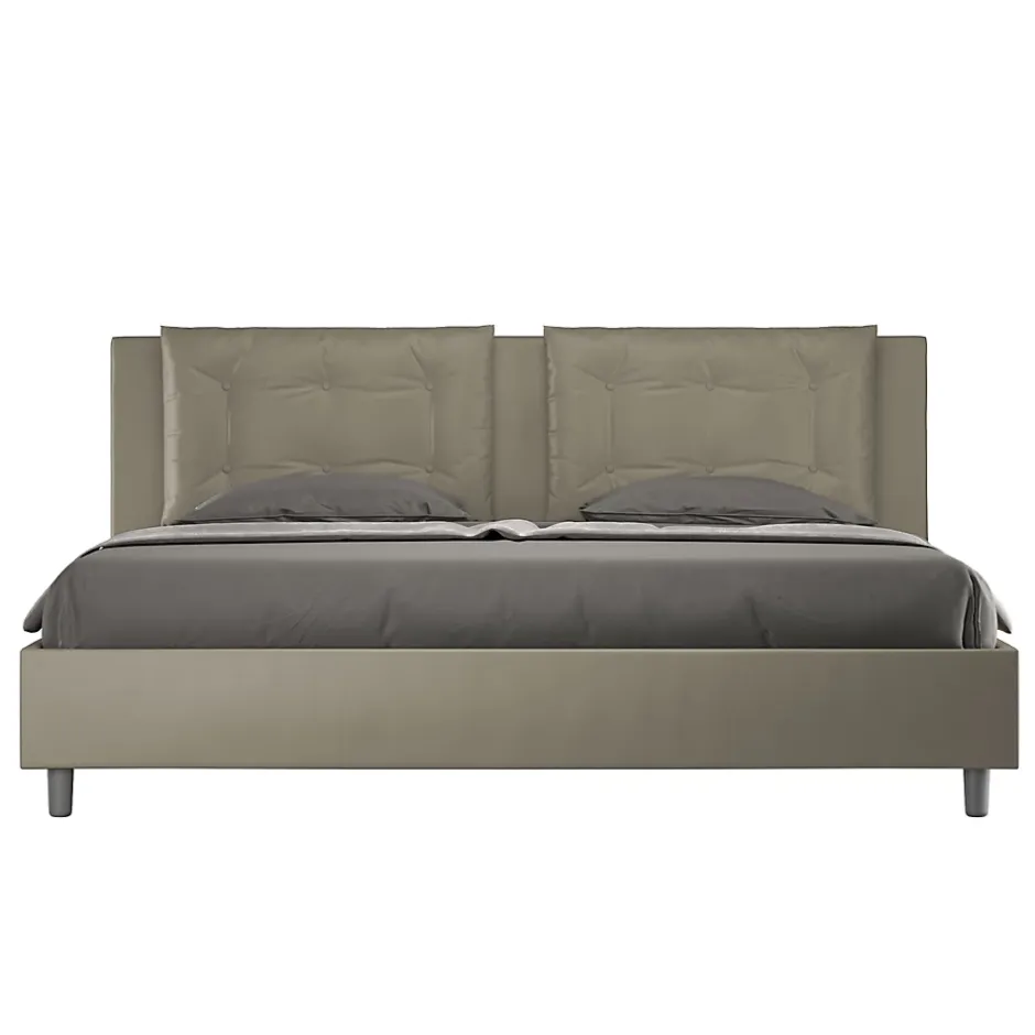 Ityhome Lit rembourré en simili cuir Annalisa cappuccino sans sommier 180x200