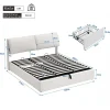 Gutent Lit rembourré hydraulique lit coffre 180x200 cm lit de rangement lit trois tiroirs lit cadre et tête de lit à lattes velours blanc Outlet