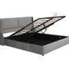 Gutent Lit rembourré hydraulique 160x200cm, lit double avec tête de coussin, forme d'oreille, lit fonctionnel, velours, gris Online