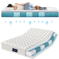 Gutent Lit rembourré hydraulique 160x200cm, lit double, tête de lit de rangement avec port usb et type c, lin, gris, avec matelas