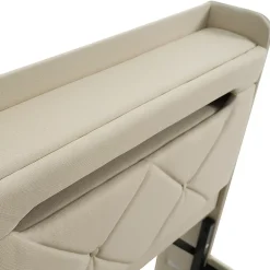 Gutent Lit rembourré hydraulique 140x200cm, lit double, espace de rangement en tête de lit avec port usb et type c, lin, beige Clearance