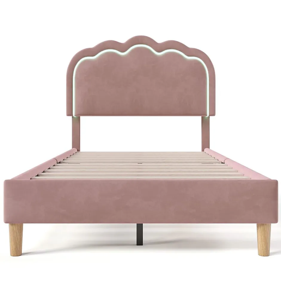 Blackcolors Lit rembourré LED 90 x 200 cm, tête de lit réglable, rose, Online
