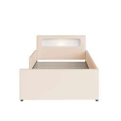 Enfant Blackcolors Lit rembourré pour enfant 90 x 200 cm, veilleuse USB, compartiments de rangement, beige,