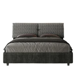 Ityhome Lit rembourré sans sommier 160x190 Aragona 8 tissu Mados bleu