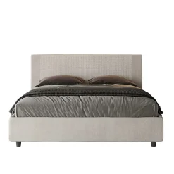 Ityhome Lit rembourré sans sommier 160x200 tissu Labirinto 01 blanc Rosal Clearance