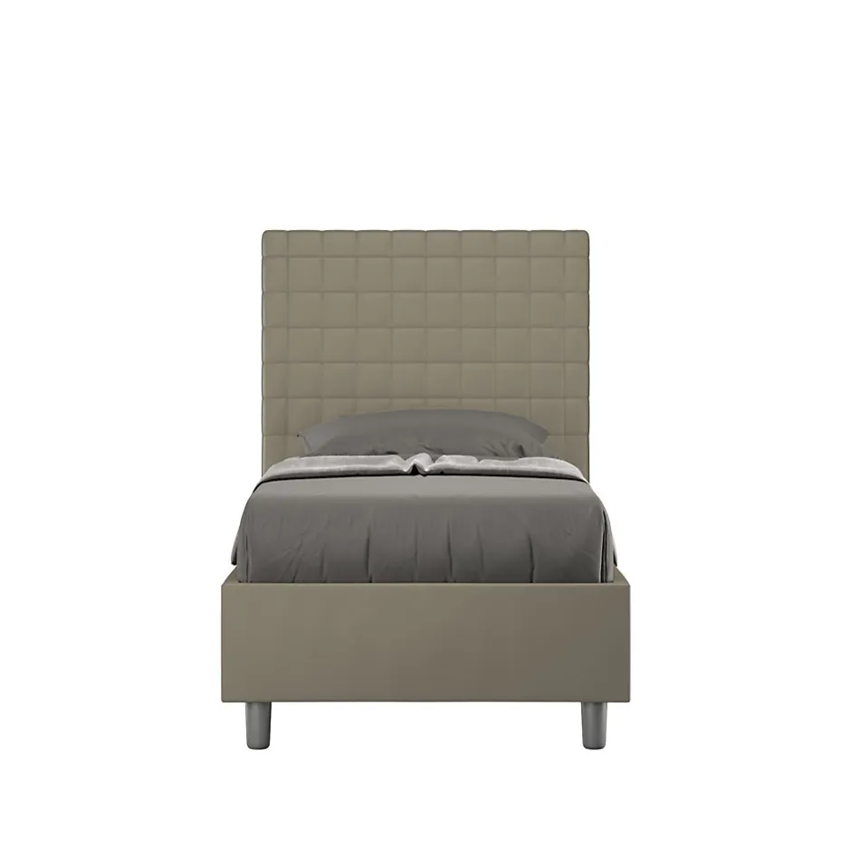 Ityhome Lit rembourré sans sommier 80x200 Sunny cappuccino simili cuir