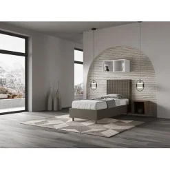 Ityhome Lit rembourré sans sommier 80x200 Sunny cappuccino simili cuir