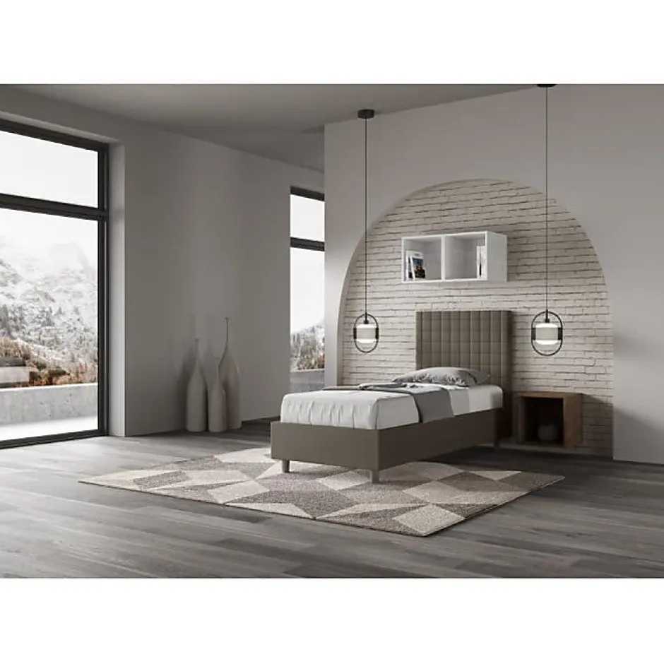 Ityhome Lit rembourré sans sommier 80x200 Sunny cappuccino simili cuir