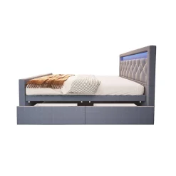 Brand Home Deluxe Lit rembourré VELARA gris foncé Best