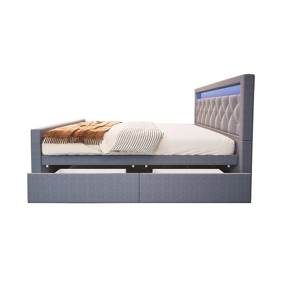 Brand Home Deluxe Lit rembourré VELARA gris foncé Best