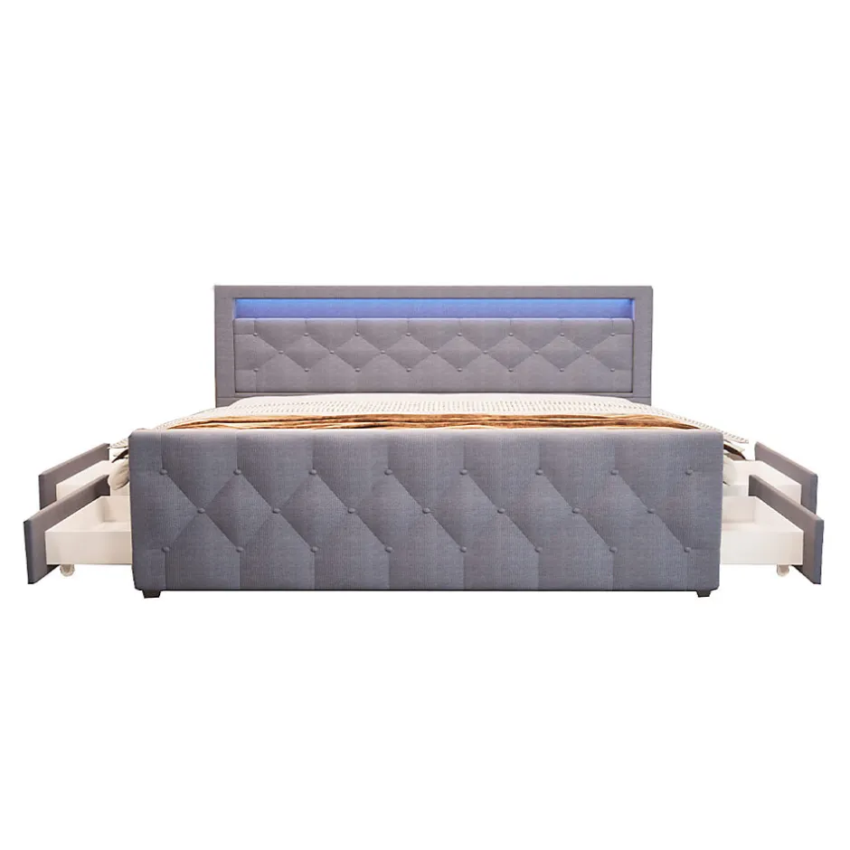 Brand Home Deluxe Lit rembourré VELARA gris foncé Best