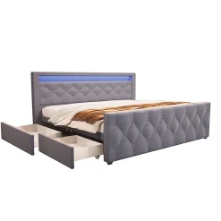 Brand Home Deluxe Lit rembourré VELARA gris foncé Best
