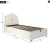 Redom Lit rembourré 90x200 cm avec sommier tissu bouclette beige lattes en bois montage facile pour jeunes et adultes Hot