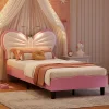 Simple Life Lit Rembourré 90x200 cm, Cadre de lit Simple avec sommier à Lattes, Cadre de lit pour Enfants, Adolescents, Adultes, Velours, Pink