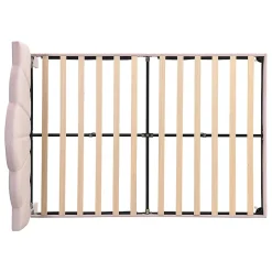 Gutent Lit rembourré 140x190 cm lit double avec sommier à lattes - tête de lit réglable - tissu en velours - rose Clearance