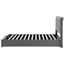 Generique Lit rembourré 160x200 cm,Cadre de lit avec Rangement,Lit Double ornementation de Rivets,Gris Outlet