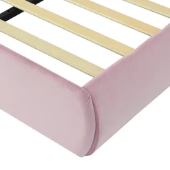 Simple Life Lit rembourré 90x200cm avec oreilles de lapin, LED chaude réglable, 2 poufs de rangement, velours rose New
