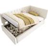 Blackcolors Lit rembourré 90x200cm, canapé-lit, rangement hydraulique, velours beige, sans matelas Online