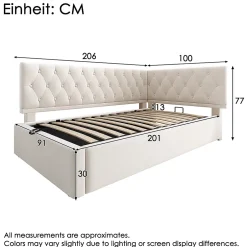 Blackcolors Lit rembourré 90x200cm, canapé-lit, rangement hydraulique, velours beige, sans matelas Online
