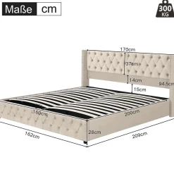 Blackcolors Lit Rembourré 160X200Cm Hydraulique Beige Hot