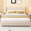 Blackcolors Lit Rembourré 180X200Cm Velours Bois Beige Clearance